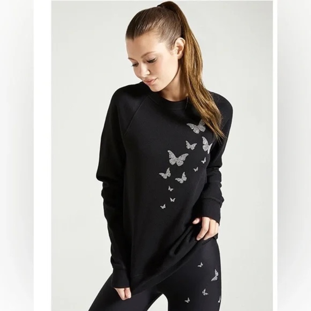 Ultracor Butterfly Swarovski Crewneck Sweatshirt Black Size large